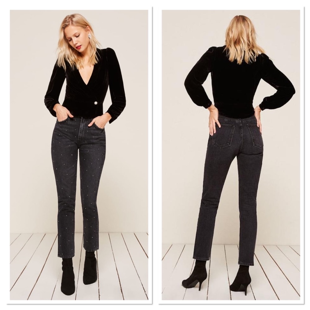 Reformation Studded Harley Jean Pacific Wash Sz 27